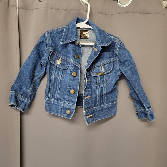 Vintage 70s Lee Denim Jacket Blue Riders Kids Size 4 Made in USA 153438
